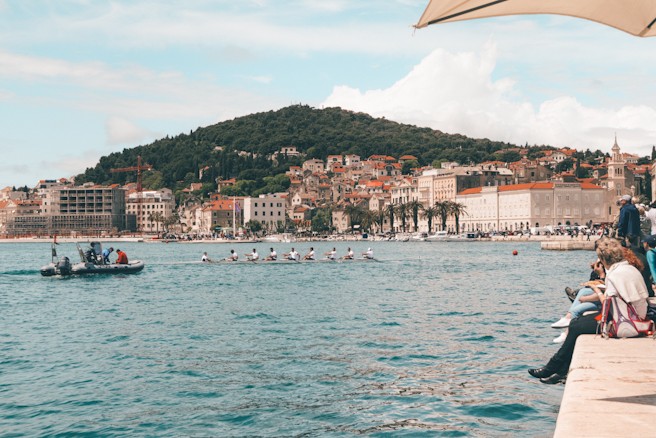 Aussicht von der Hafenpromenade in Split
