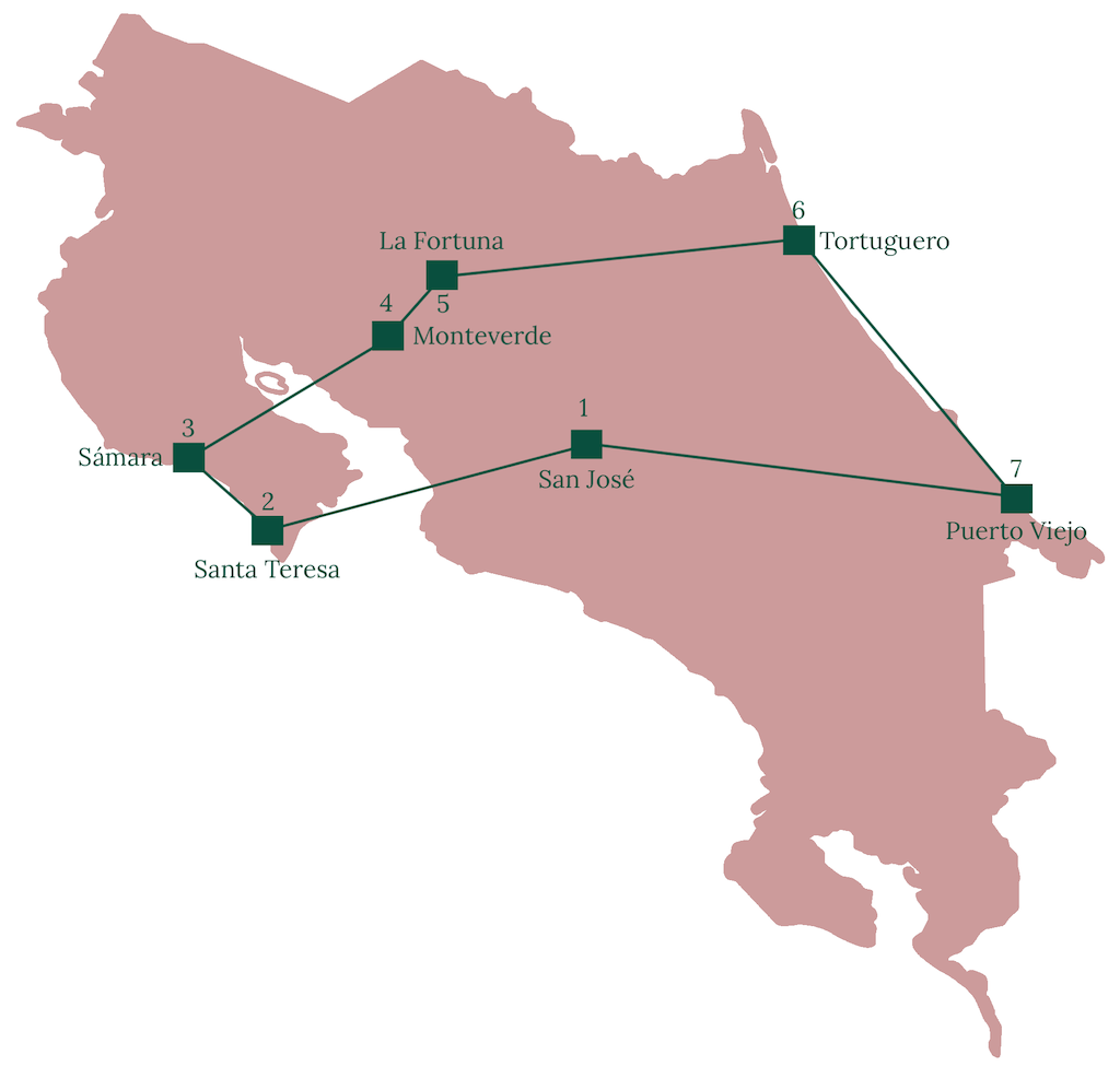 Costa Rica Route im Überblick